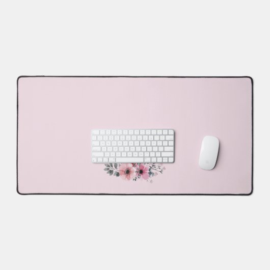 Botanische chic blush roze florale monogrammen bureaumat (Keyboard & Muis)