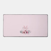 Botanische chic blush roze florale monogrammen bureaumat (Voorkant)