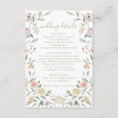 Botanische Chic Pastel Floral Wedding Details Kaar Informatiekaartje (Voorkant)