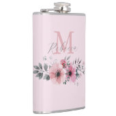 Botanische chic roze roze waterverf bloem heupfles (Rechts)