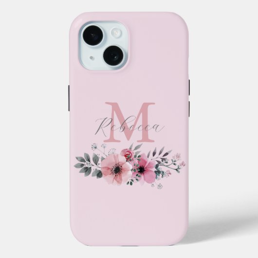 Botanische chic roze waterverf bloem Case-Mate iPhone case (Achterkant)