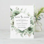 Botanische Chic Unieke Sage Green Wedding Save The Date (Staand voorkant)