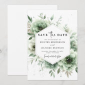 Botanische Chic Unieke Sage Green Wedding Save The Date (Voorkant / Achterkant)