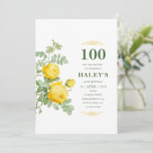 Botanische Chic Yellow Green Floral 100e verjaarda Kaart (Staand voorkant)