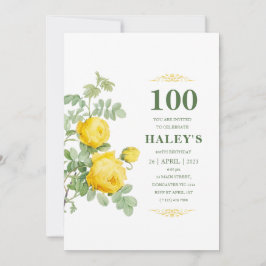 Botanische Chic Yellow Green Floral 100e verjaarda Kaart