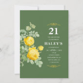 Botanische Chic Yellow & Green Floral 21e verjaard Kaart (Voorkant)