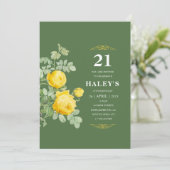 Botanische Chic Yellow & Green Floral 21e verjaard Kaart (Staand voorkant)
