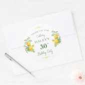 Botanische Chic Yellow & Green Floral 30e verjaard Ronde Sticker (Envelop)