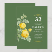 Botanische Chic Yellow & Green Floral 32e verjaard Kaart (Voorkant / Achterkant)