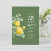 Botanische Chic Yellow & Green Floral 35th Birthda Kaart (Staand voorkant)
