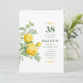 Botanische Chic Yellow & Green Floral 38th Birthda Kaart (Staand voorkant)
