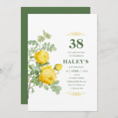Botanische Chic Yellow & Green Floral 38th Birthda Kaart (Voorkant / Achterkant)