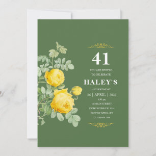 Botanische Chic Yellow & Green Floral 41st Birthda Kaart