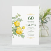 Botanische Chic Yellow & Green Floral 60e verjaard Kaart (Staand voorkant)
