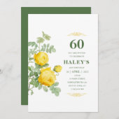 Botanische Chic Yellow & Green Floral 60e verjaard Kaart (Voorkant / Achterkant)