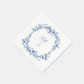 Botanische Chinoiserie Monogram Crest Bruiloft Log Servet (Hoek)