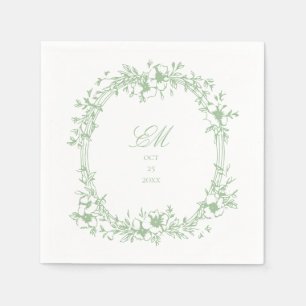 Botanische Chinoiserie Monogram Wapenschild Trouwl Servet