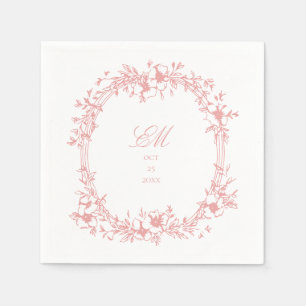 Botanische Chinoiserie Monogram Wapenschild Trouwl Servet