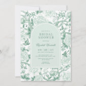 Botanische Chinoiserie Sage Groen Vrijgezellenfees Kaart (Voorkant)