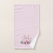 Botanische chique roze waterverf floraal monogram bad handdoek (Handdoek)