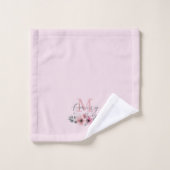 Botanische chique roze waterverf floraal monogram bad handdoek (Wasdoekje)