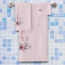 Botanische chique roze waterverf floraal monogram