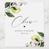 Botanische citroen bruiloft wijn etiket (Enkel label)