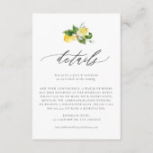 Botanische citroen en groen bruiloft details informatiekaartje (Voorkant)