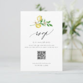 Botanische citroen en groen bruiloft QR-code RSVP Kaartje (Staand voorkant)