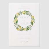 Botanische citroen en groen krans tuin bruiloft vellum uitnodigingen (Voorkant)