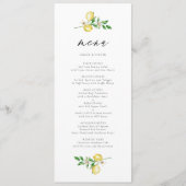 Botanische citroen en groen Waterverf bruiloft Menu (Voorkant)