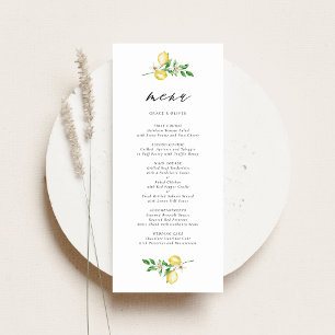 Botanische citroen en groen Waterverf bruiloft Menu