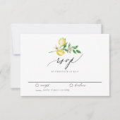 Botanische citroen en groen zomerhuwelijk RSVP kaartje (Voorkant)
