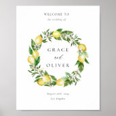 Botanische citroen en groene krans ontwerp bruilof poster (Voorkant)