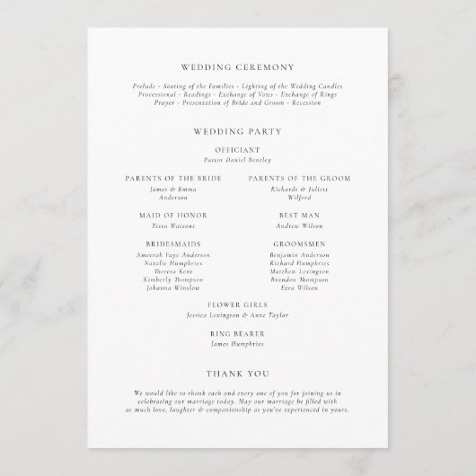 Botanische citroen en groene krans zomer bruiloft programmakaart (Achterkant)