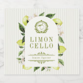 Botanische Citroen Frame Limoncello Likeurfles Etiket (Enkel label)