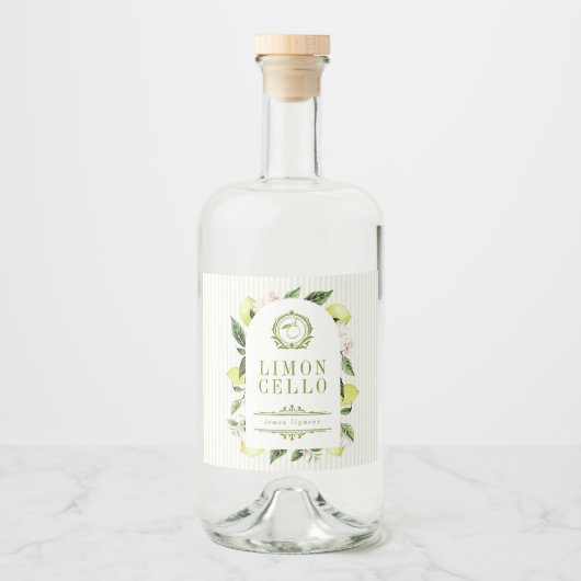 Botanische Citroen Frame Limoncello Likeurfles Etiket (Voorkant)