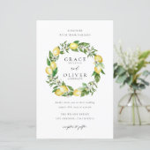 Botanische citroen krans tuin bruiloft uitnodiging (Staand voorkant)