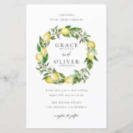 Botanische citroen krans tuin bruiloft uitnodiging
