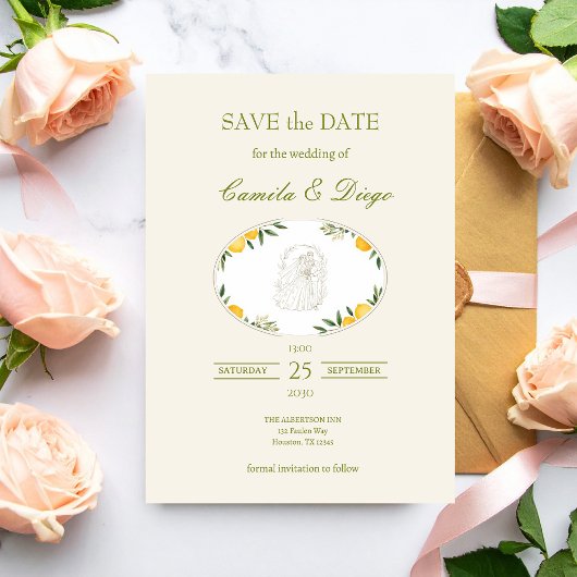 Botanische Citroen Olijf Trouw Save the Date
