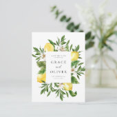 Botanische citroenbloesems QR-code Bewaar de datum Briefkaart (Staand voorkant)