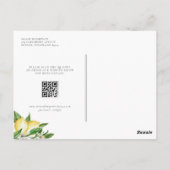 Botanische citroenbloesems QR-code Bewaar de datum Briefkaart (Achterkant)