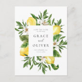 Botanische citroenbloesems QR-code Bewaar de datum Briefkaart (Voorkant)