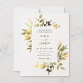Botanische citroenen bloementak bruiloft kaart (Voorkant)