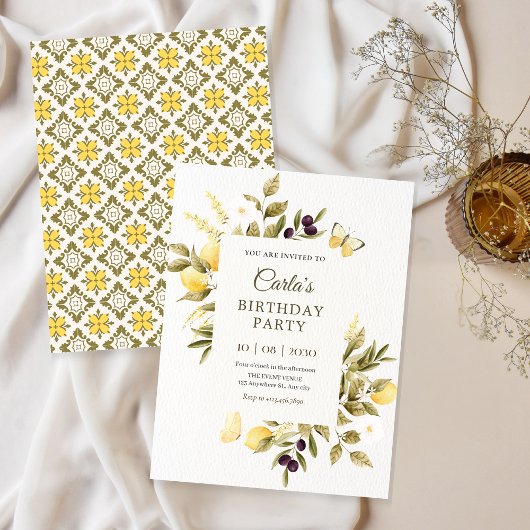 Botanische citroenen bloementak verjaardag kaart