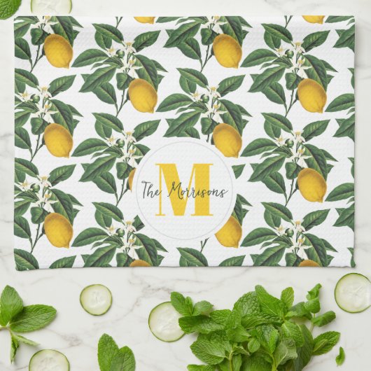  botanische citroenen familienaam theedoek (Gevouwen)