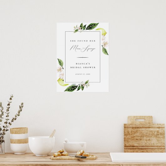 Botanische citroenen hoofd squeeze bruids douche poster (Keuken)