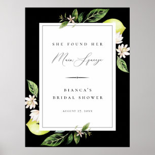 Botanische citroenen hoofdthema bruidsdouche poste poster