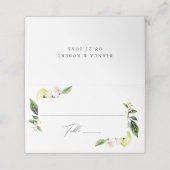 Botanische Citroenen Wedding Place Card Plaatskaartje (Buitenkant ongevouwen)