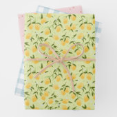 Botanische citroenvrucht en picknick inpakpapier vel (In situ)